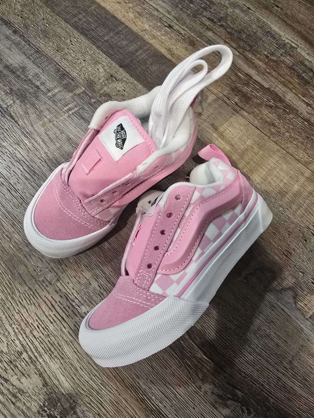 Vans Kids Pink Checkerboard Old Skool Slip-On Sneakers